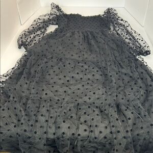 Elegant Black Polka Dot Kids Dress